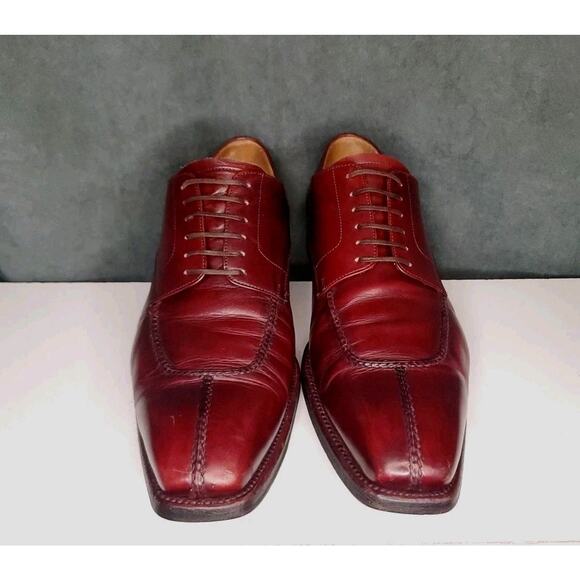 L.F. Lidfort for Barney's Dress Shoes Burgundy Leather Made in Italy US Men's 11 - Picture 3 of 13